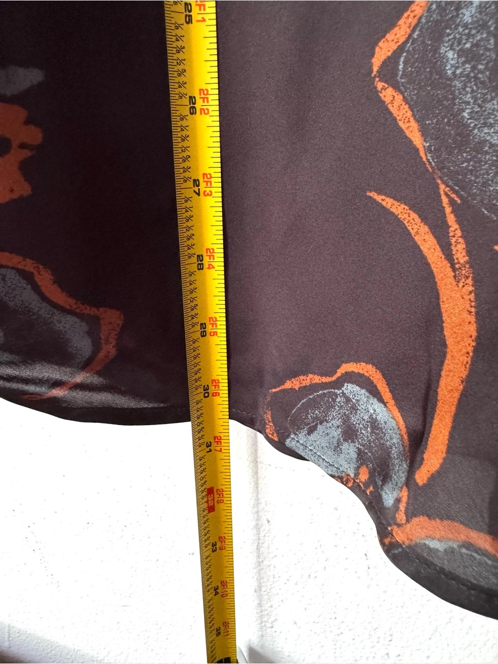 Nordstrom Rack Silky Satin Black Floral A-Line Skirt with Gray & Orange Accents - Picture 5 of 7
